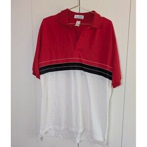Vintage Sea Palms Hartwell Polo Shirt Mens XL Red White Short Sleeve